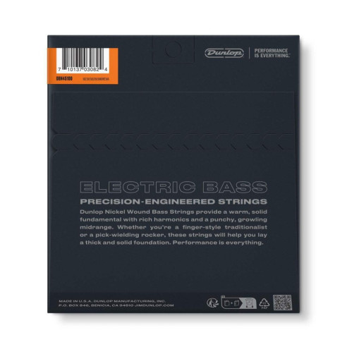 Juego de cuerdas para Bajo Eléctrico Nickel Dunlop DBN45100 Medium Light 45-100. Calibre Medium Light 45-65-80-100.