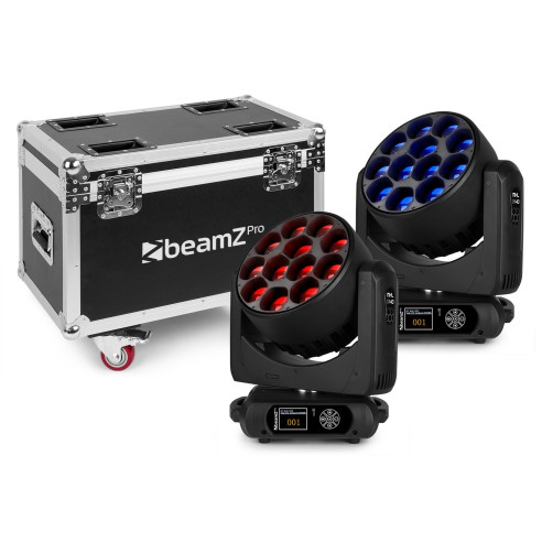 BeamZ MHL1240 Cabeza Movil LED Zoom 12x40W 2 piezas en Flightcase