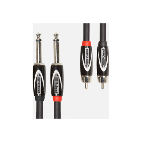 Cable de 3 Metros Roland Serie Black RCC-10-2R28 de 2 RCA a 2 Jacks Macho Mono 6,35 de calidad profesional