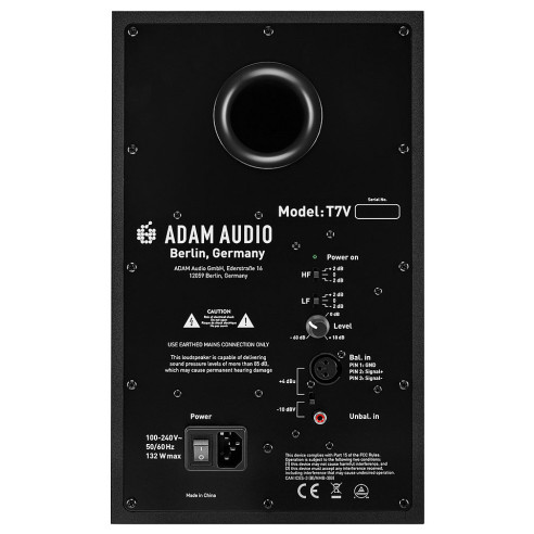 Nuevo monitor de estudio Adam T7V de 2 vías, con woofer de 7 y tweeter U-ART y 70W RMS de potencia.