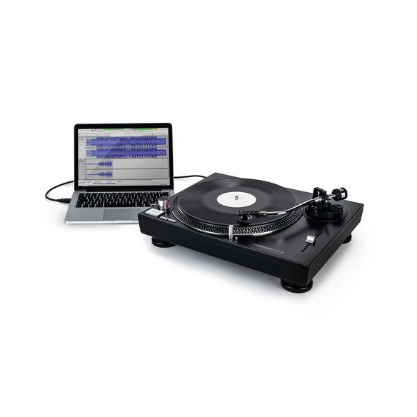 Plato Giradiscos Reloop RP-2000 USB MK2 con motor de acción directa, preamplificador phono y salida de audio USB.