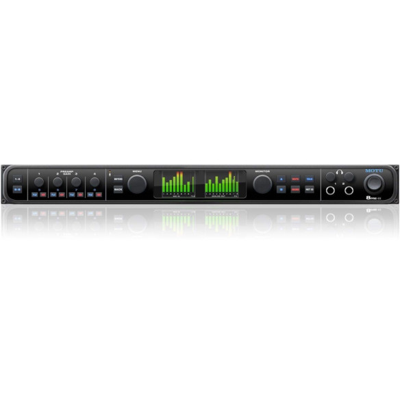 Interface de audio USB Motu 8PRE ES con conversores de A/D ESS Sabre32 DAC y dos pantallas a todo color. Interface de audio USB Motu 8PRE ES con conversores de A/D ESS Sabre32 DAC y dos pantallas a todo color.