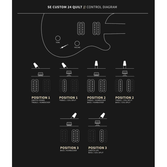 SE CUSTOM 24 QUILT BLACK GOLD SUNBURST Guitarra Eléctrica 