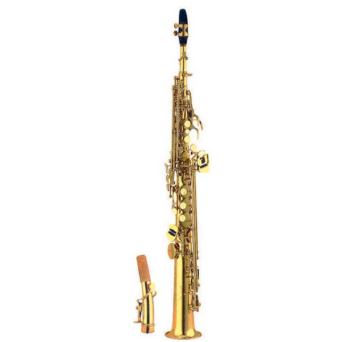 comprar Saxo soprano con dos tudeles, recto y curvado, acabado lacado o dorado, Oqan OSS-610, con estuche.