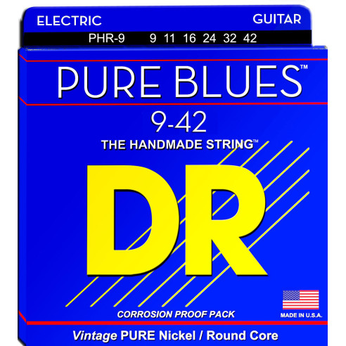 Juego de cuerdas para guitarra eléctrica DR Strings PHR-9 Pure Blues Calibre 9-11-16-24-32-42.