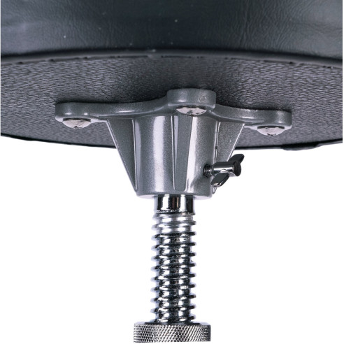 Sillín para batería Oqan QPH-T1, forma redonda y regulable en altura. Con herrajes de doble perfil.