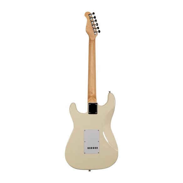 Guitarra Eléctrica tipo Strato con cuerpo macizo Oqan QGE-RST1 White RIFF Series. Acabado en Blanco.