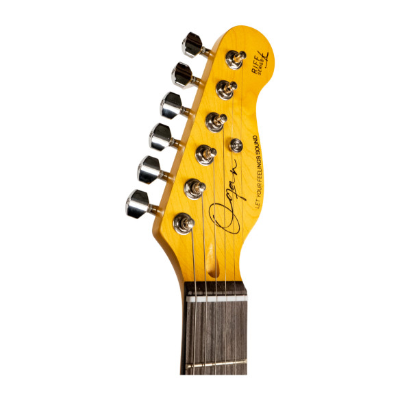 Guitarra Eléctrica tipo Strato con cuerpo macizo Oqan QGE-RST3 Sunburts RIFF Series. Acabado en Sombreado.