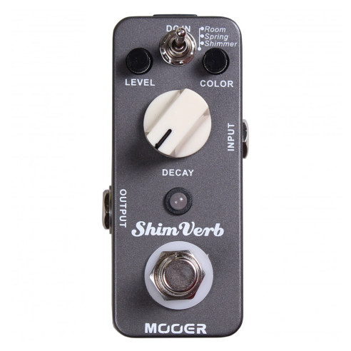 Pedal Mooer ShimVerb Digital Reverb, un pedal de reverb digital con 3 modos: Room, Spring y Shimmer.