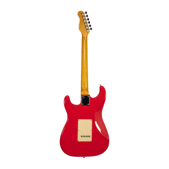 Guitarra Eléctrica tipo Strato con cuerpo macizo Oqan QGE-RST2 Red RIFF Series. Acabado en Rojo.