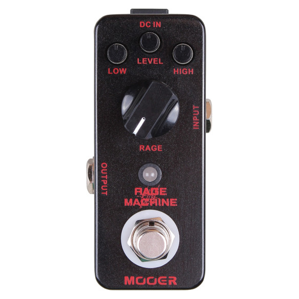Pedal Mooer Micro Series Rage Machine Metal Distortion, un pedal con una amplia selección de distorsiones Heavy Metal.