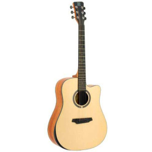 Guitarra acústica Oqan QGA-100C tipo dreadnought con cutaway y tapa sólida de picea. Acabado natural mate.