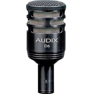 Micrófono dinámico Audix D6 con patrón polar cardioide, para bombo.