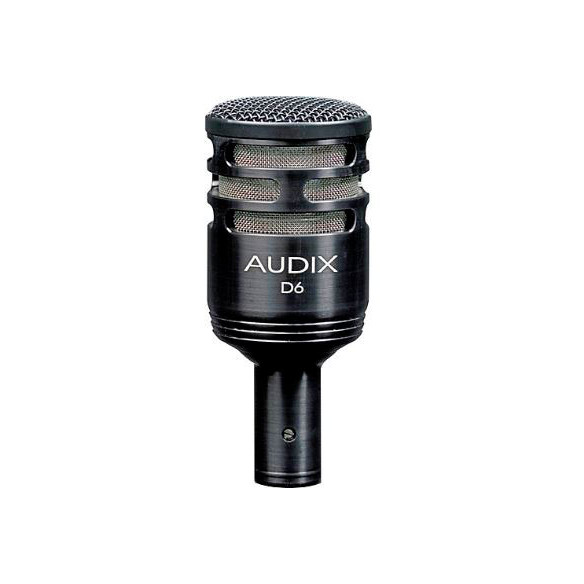 Micrófono dinámico Audix D6 con patrón polar cardioide, para bombo.