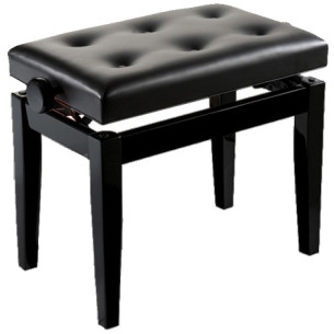 Banqueta Graduable para piano Oqan Negro Mate BGM con asiento tapizado en skay con capitoné (con botones).