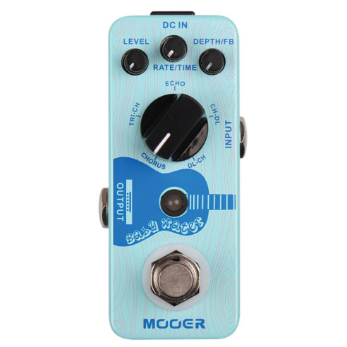 Pedal Mooer Micro Series Baby Water Delay y Chorus acústico, un pedal Delay y Chorus para guitarras acústicas.