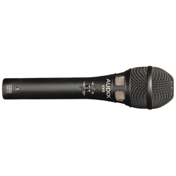 Micrófono condensador de electret cardioide Audix VX5 para aplicaciones de voces en directo o instrumentos.