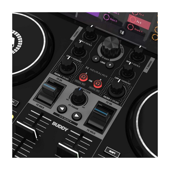 Controlador de DJ Reloop Buddy de tamaño compacto, de 2 canales, para iOS, iPadOS, Android, Mac y PC.