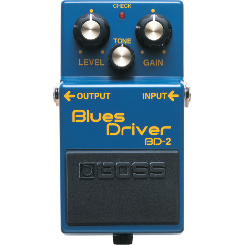 Pedal de efecos BD-2 Blues Driver para conseguir el tono de blues clásico de un amplificador de válvulas.