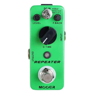 Pedal Mooer Micro Series Repeater Delay, un pedal de Delay digital con 3 modos: Mod, Normal y Kill Dry. 2