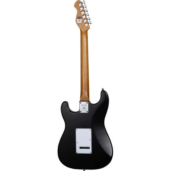 Guitarra Eléctrica MOOER MSC12 Pro con un diseño moderno y un llamativo acabado Iron Silver.