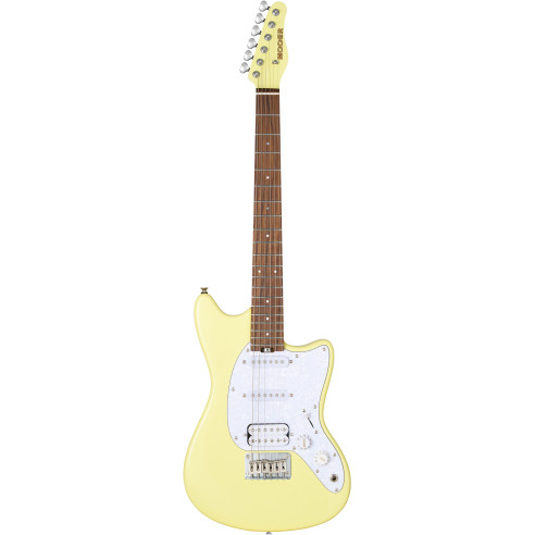 Guitarra Eléctrica MOOER MLT10 de tamaño compacto en color Amarillo.