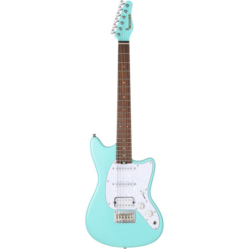 Guitarra Eléctrica MOOER MLT10 de tamaño compacto en color Azul celeste.