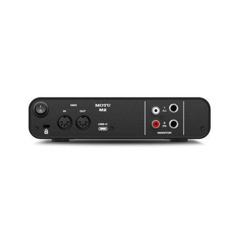 Interface Audio USB Motu M2 para Mac, Windows e iOs, 2 Canales ( 2 entradas y 2 salidas y una latencia ultrabaja.
