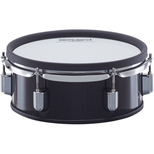 Pad de tom Roland V-Drums Acoustic Design PDA100L-BK de 10" con casco de madera estrecho y dos zonas.