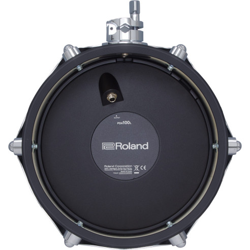 Pad de tom Roland V-Drums Acoustic Design PDA100L-BK de 10" con casco de madera estrecho y dos zonas.