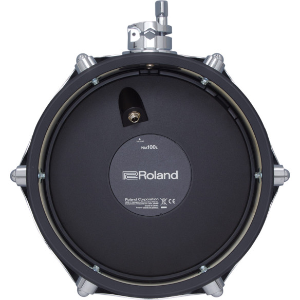 Pad de tom Roland V-Drums Acoustic Design PDA100L-BK de 10" con casco de madera estrecho y dos zonas.
