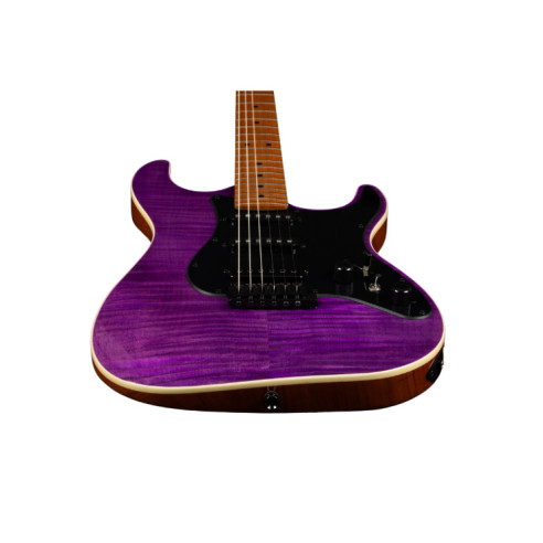 Guitarra Eléctrica JET JS600-TPP-HSS Transparent Purple, con configuración HSS.