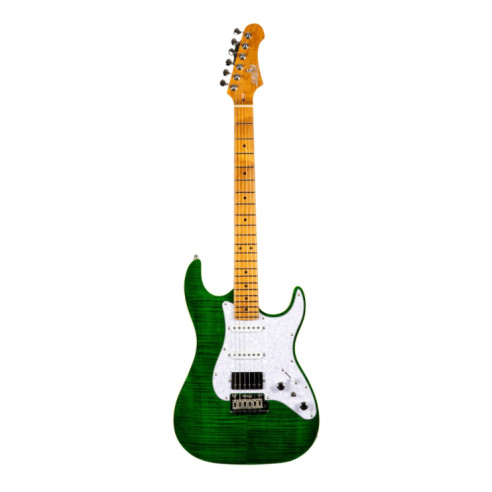 Guitarra Eléctrica JET JS600-TGR-HSS Transparent Green con pastillas HSS Alnico.