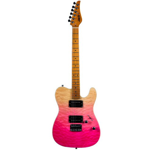 JET JT450-QTPK Guitarra Eléctrica Tipo Tele Rosa Transparente