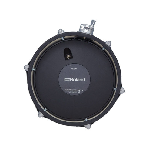 Pad de tom Roland V-Drums Acoustic Design PDA120L-BK de 12" con casco de madera estrecho y dos zonas.