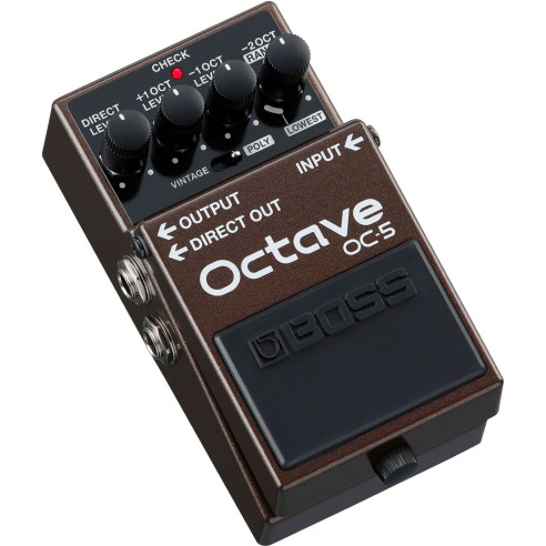 Pedal octavador BOSS OC-5 de nueva generación con modos vintage y polifónico, detección ultrarrápida y rango ampliado.