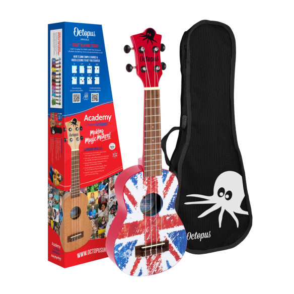 OCTOPUS UK-205UJR Ukelele Soprano Union Jack Rojo