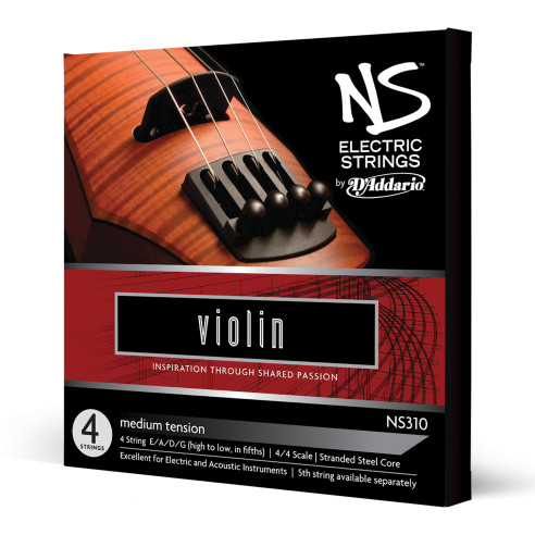 comprar Juego de cuerdas para Violín Eléctrico d'Addario NS310, Cuerdas para violín, escala 4/4, tensión media.