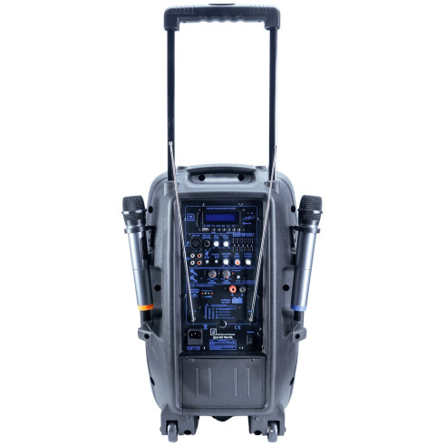 Comprar Altavoz con batería recargable OQAN QLS-12S TRAVEL, con 2 micrófonos inalámbricos UHF y 300w de potencia.