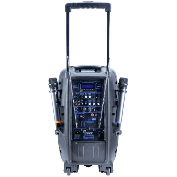 Comprar Altavoz con batería recargable OQAN QLS-12S TRAVEL, con 2 micrófonos inalámbricos UHF y 300w de potencia.