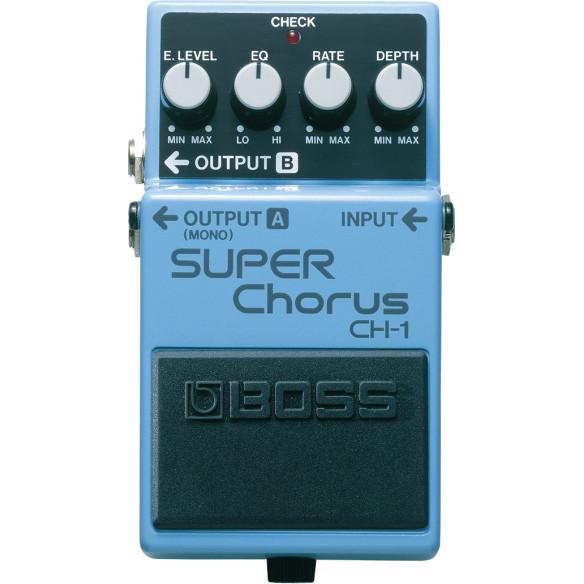 Pedal Boss CH-1 Super Chorus, moderno pedal Stereo Chorus con una gran variedad de tonos ricos y sonidos gruesos. Pedal Boss CH-1 Super Chorus, moderno pedal Stereo Chorus con una gran variedad de tonos ricos y sonidos gruesos.
