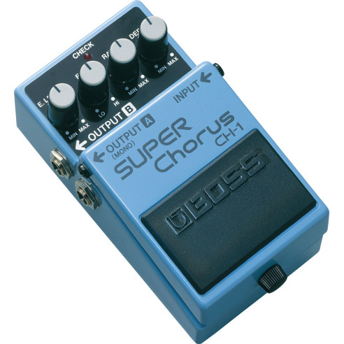 Pedal Boss CH-1 Super Chorus, moderno pedal Stereo Chorus con una gran variedad de tonos ricos y sonidos gruesos.