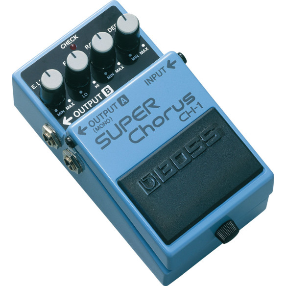 Pedal Boss CH-1 Super Chorus, moderno pedal Stereo Chorus con una gran variedad de tonos ricos y sonidos gruesos. Pedal Boss CH-1 Super Chorus, moderno pedal Stereo Chorus con una gran variedad de tonos ricos y sonidos gruesos.