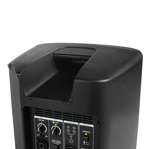 Caja amplificada de 2 vías, con altavoz de 12” y motor de agudos de 1”, 700W y Bluetooth, a batería.