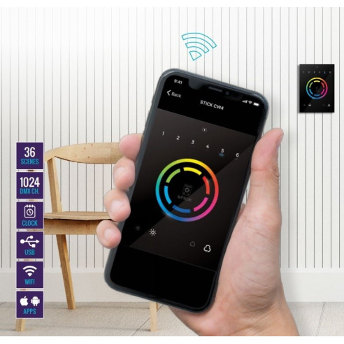 BeamZ STICK-CW4 Interface WiFi DMX Control Iluminación pared