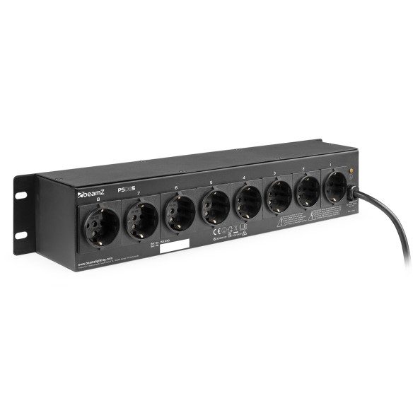 BeamZ PS08S Panel de Interruptores 8 Canales con conectores schuko