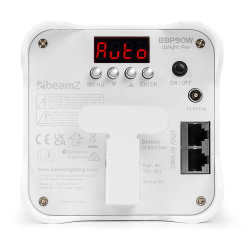 BeamZ BBP90W FOCO Uplight a Batería 4X4W Blanco