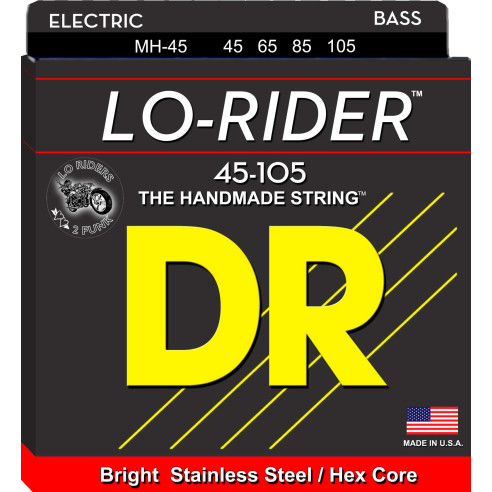 Juego de cuerdas para Bajo DR Strings Lo-Rider MH-45 Stainless Steel wound on Hexagonal Cores. Medium. 45-65-85-105.