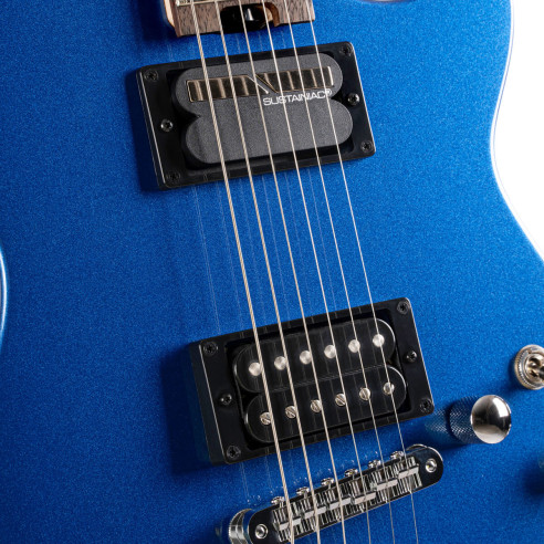 Comprar guitarra eléctrica Cort MBM-2H-SUS BBE modelo signature Matthew Bellamy con pastilla sustainiac y acabado azul.