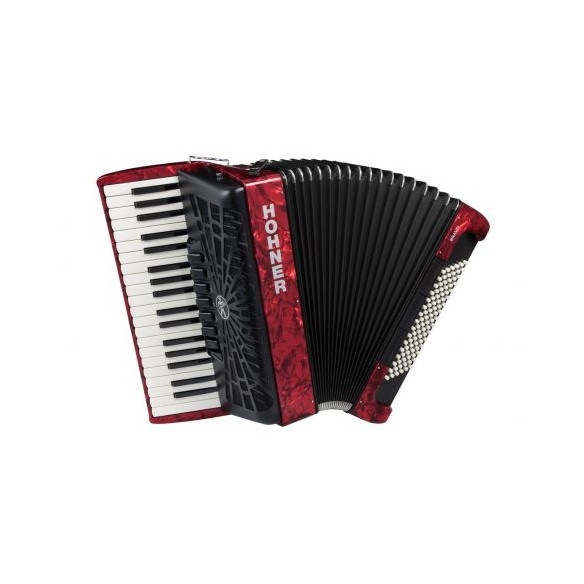 Hohner BRAVO III 96 Rojo A16732 Acordeón de piano Cromático Hohner BRAVO III 96 Rojo A16732 Acordeón de piano Cromático